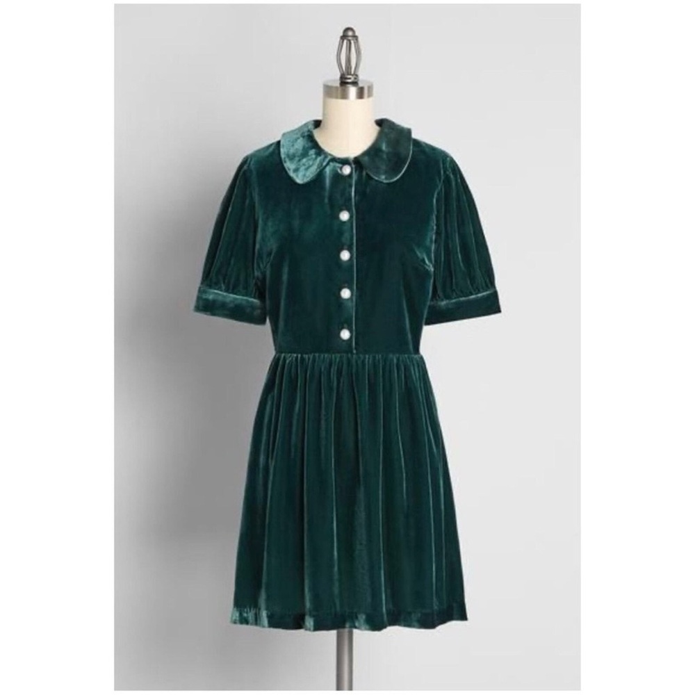 ModCloth Green Velvet Dress
